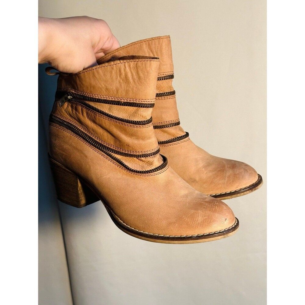 Sundance Artigiana 39 zippered ankle heel boots Anthropologie zipper booties